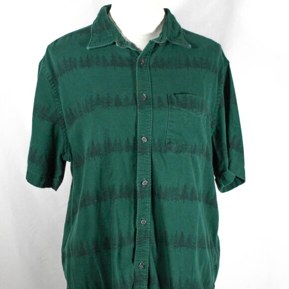 Men's Old Navy Pine Tree Green Button Down Short Sleeve Shirt Size XL - Picture 2 of 10